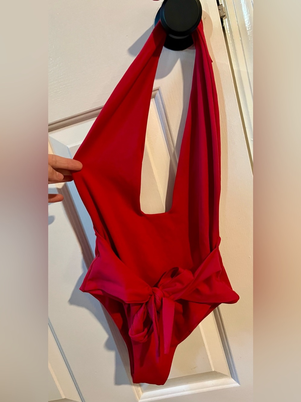 Gianine Red One-Piece Swimsuit with Front Tie